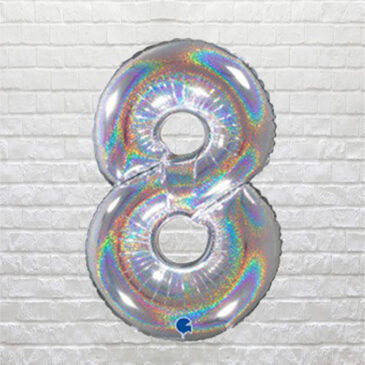 Silver Glitter Birthday Number 8
