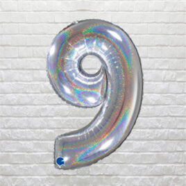 Silver Glitter Birthday Number 9