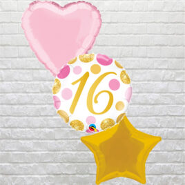 16th Gold ‘n Pink Polka Bouquet