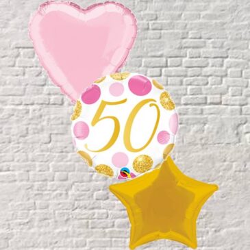Gold/Pink Polka Dots 50th Bqt