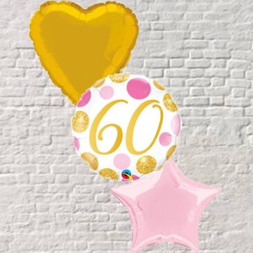 Gold/Pink Polka Dots 60th