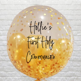 Personalised Gold Confetti Mini Balloons Bubble – Communion