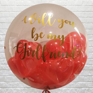Personalised Red Mini Heart Balloons Bubble